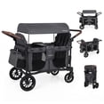 thumbnail image 1 of Babyjoy Wagon Stroller, Foldable 4-Seater Push-Pull Toddler Stroller with Removable Canopy Gray, 1 of 10