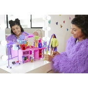Barbie Extra Fashion Doll and Vanity Playset with 45+ Accessories, Vanity and Puppy