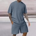 thumbnail image 1 of Weiqiqre Ensemble 2 Pcs pour Homme T-Shirt d'Été à Manches Courtes à Col Ras du Cou et Short de Survêtement Décontracté à Cordon, 1 of 7
