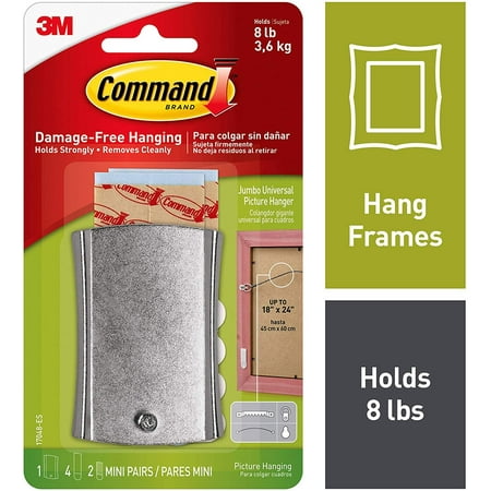 Command 8 lb Capacity Sticky-Nail, Indoor Use, 1 hanger, 2 strips, 2 frame stabilizer strips 17048-ES