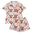 thumbnail image 3 of XIAONU Women's Shorts Pajama Set Highland Cow Short-Sleeve Shirt Soft Cute Casual Comfortable Sleep Wear Set, 3 of 9