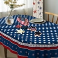 thumbnail image 4 of Fourth of July Oval Tablecloth Memorial Day Patriotic Table Cloth American Flag, Stars Table Cloths for Indoor and Outdoor Kitchen Dining-60 x84, 4 of 6