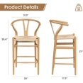 thumbnail image 2 of Farini Wishbone Counter Height Barstool, Fully Assembled Weave Bar Chair with Wooden Frame, for Kitchen Island, Dining Room, Bar, Single, Nature, 2 of 7