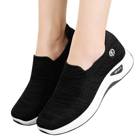 

dmqupv Sneakers for Women Size 6 Women Breathable Lace Up Shoes Flats Casual Shoes Light Slip on Sneakers for Women Black 7