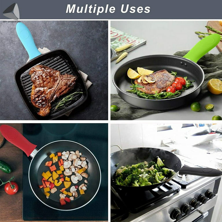 2pcs Silicone Handle Cover For Cast Iron Frying Pan, Heat Resistant Skillet  Pot Holder, Multiple Colors Available