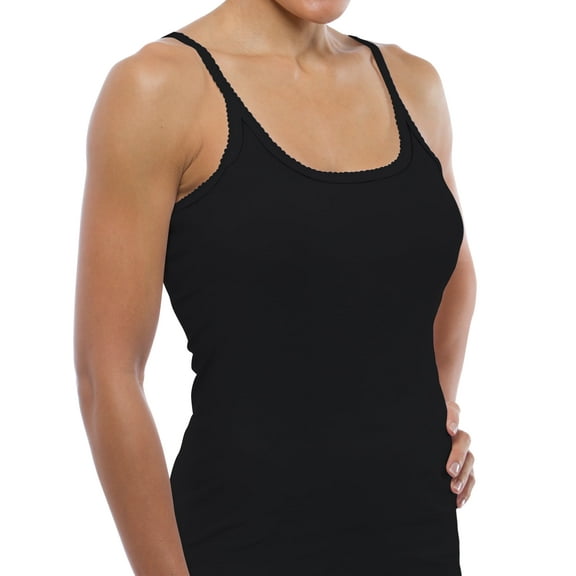 Women's 100% Cotton Camisole by Teri Lingerie Black, Size 2X