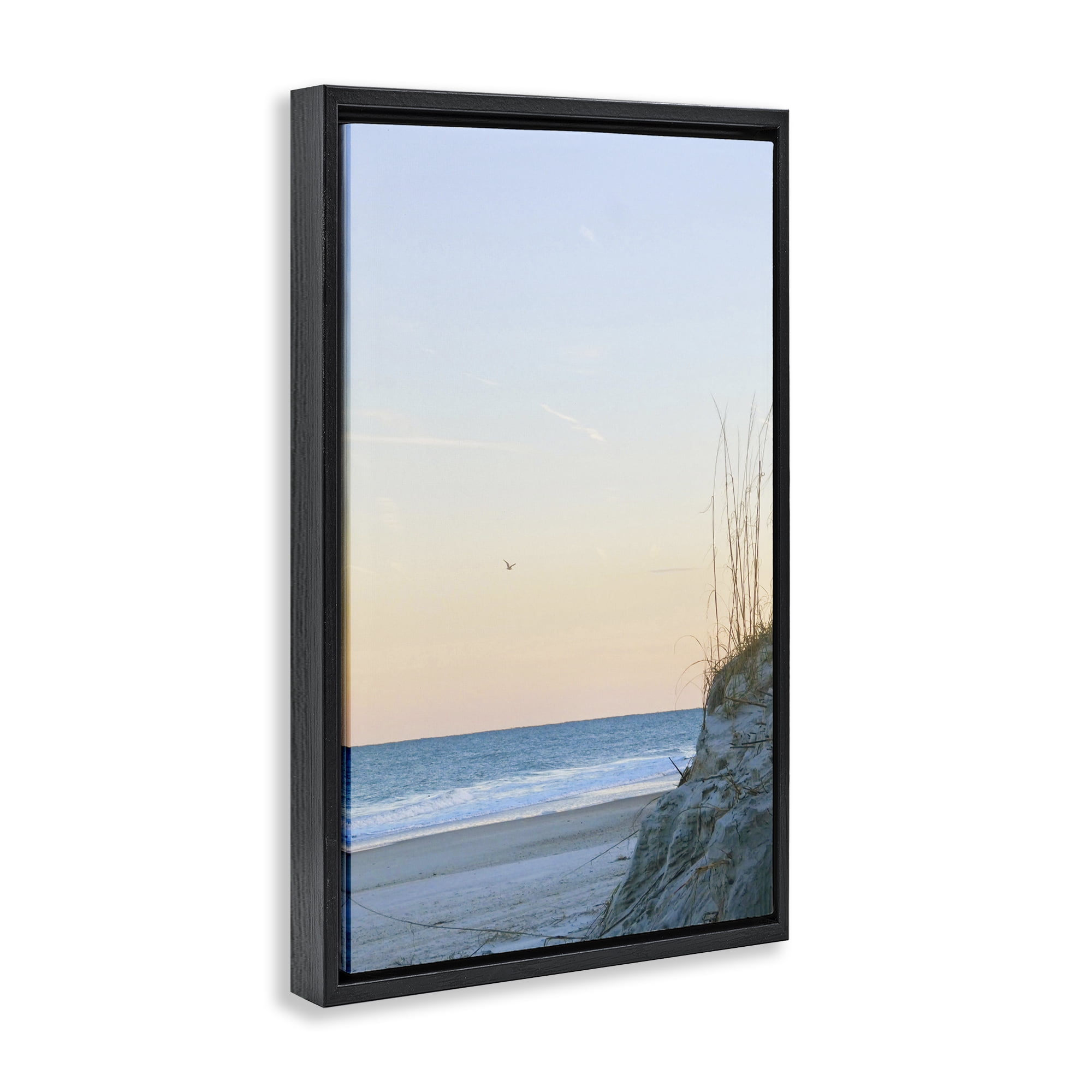 Stupell Industries Serene Beach Sunset Landscape Photography Black Floater Framed Canvas Art Print Wall Art, 21 x 31
