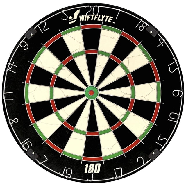 Swiftflyte 180 Sisal Dartboard, Planche à Embout d'Acier Réglable de 18 Pouces avec Oeil de Taureau Sans Agrafes et surface en Fibre de Sisal dense Auto-Cicatrisante, Dotée d'Un Système de Câblage Avancé avec 25 Anneaux pour Réduire les Rebonds et un Anneau Chiffre Rotatif, Idéale pour la Maison et les Jeux Récréatifs.