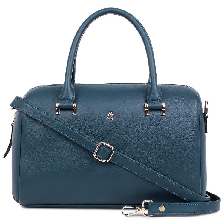 Zoey - 100% Genuine Leather Satchel Bag for women | Handbag for womens | fancy Stachel purse for women with crossbody strap | Deep Blue - By Tortoise
