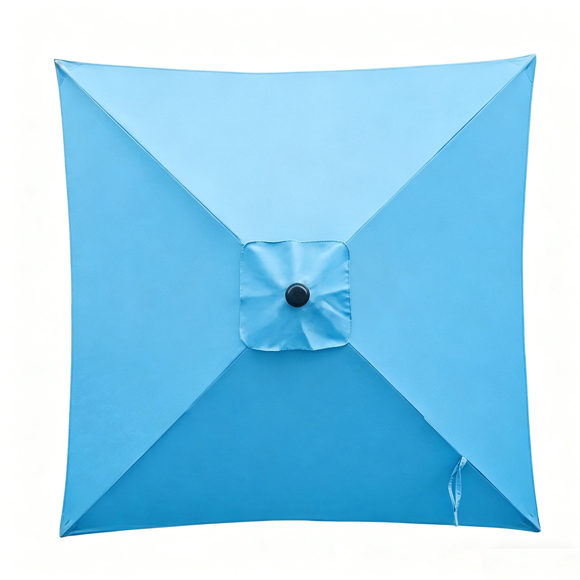 Kool 6.5 ft Square Outdoor Patio Market Umbrella with Push Button Tilt and Crank Handle, Aqua