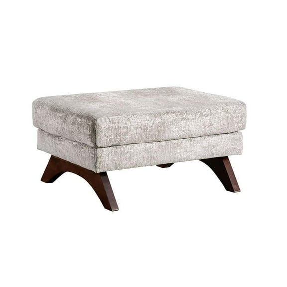 Furniture of America Ardrie Transitional Crescent Wooden Feet Ottoman in Gray