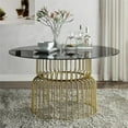 thumbnail image 5 of Furniture of America Trila Glass Top Round Dining Table in Gold, 5 of 6