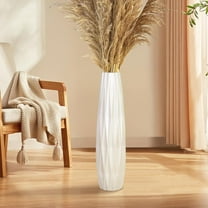 White Floor Vase 24 Inches Tall Ceramic Flower Holder Decorative Large Vases for Table Centerpieces Shelf Home Decor Living Room Branches Sky-Dried Flower Arrangement Simple Decorative