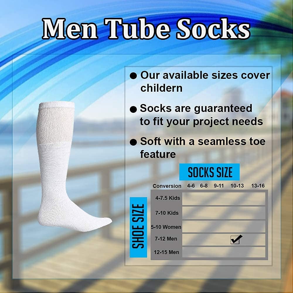 SOCKS'NBULK 60 Pairs Wholesale Bulk Sport Cotton Mens Crew, Ankle Socks, Value Deal, Size 10-13 (MENS WHITE TUBE)