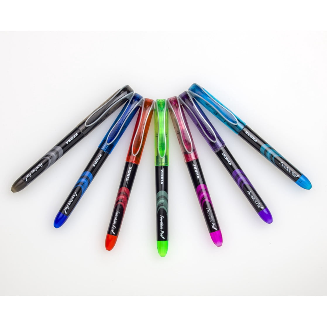 Zebra Fountain Pen, Fine Point, 0.6mm, Assorted Colors, Non-Toxic Ink, 7-Count, Model Number: 48307