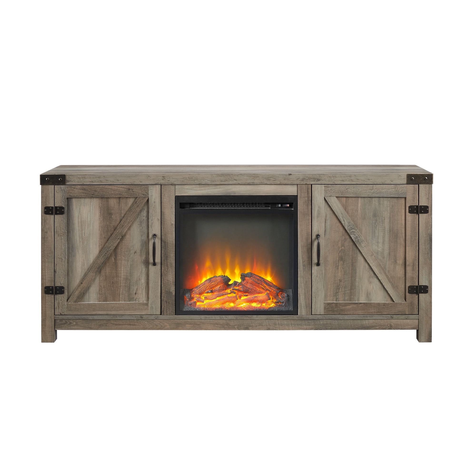 Walker Edison Modern Farmhouse Fireplace TV Stand for TVs up to 65", Grey Wash