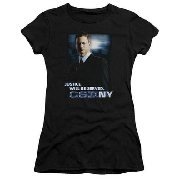 Trevco Csi-Ny-Justice Served - Short Sleeve Junior Sheer Tee - Black- Medium