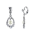 thumbnail image 4 of 1928 Jewelry Women's Silver Tone Faux Pearl and Crystal Clip on Drop Earrings, 4 of 4