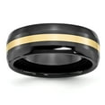 thumbnail image 1 of Ceramic Black 14k Gold Inlay 8mm Wedding Band Ring Man Precious Metal   For Dad Mens  For Him, 1 of 11