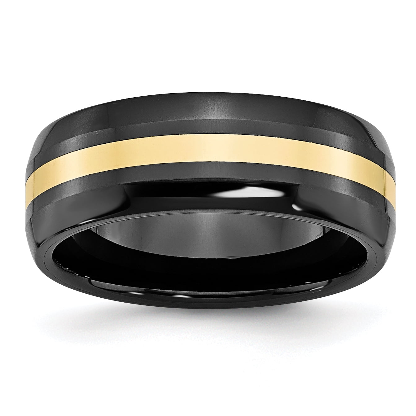 Ceramic Black 14k Gold Inlay 8mm Wedding Band Ring Man Precious Metal For Dad Mens For Him Walmart