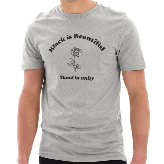 Big Size Black Is Beautiful Cotton Short Sleeve Graphic Shirt - Heather Grey XL