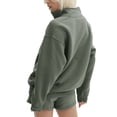 thumbnail image 4 of LMLYSoH Women Shorts Set, Long Sleeve Stand Collar Zipped Sweatshirt with Shorts Activewear Fall Outfit, 4 of 5