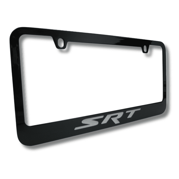 Dodge SRT Engraved Logo Black Zinc Metal License Plate Frame Official Licensed