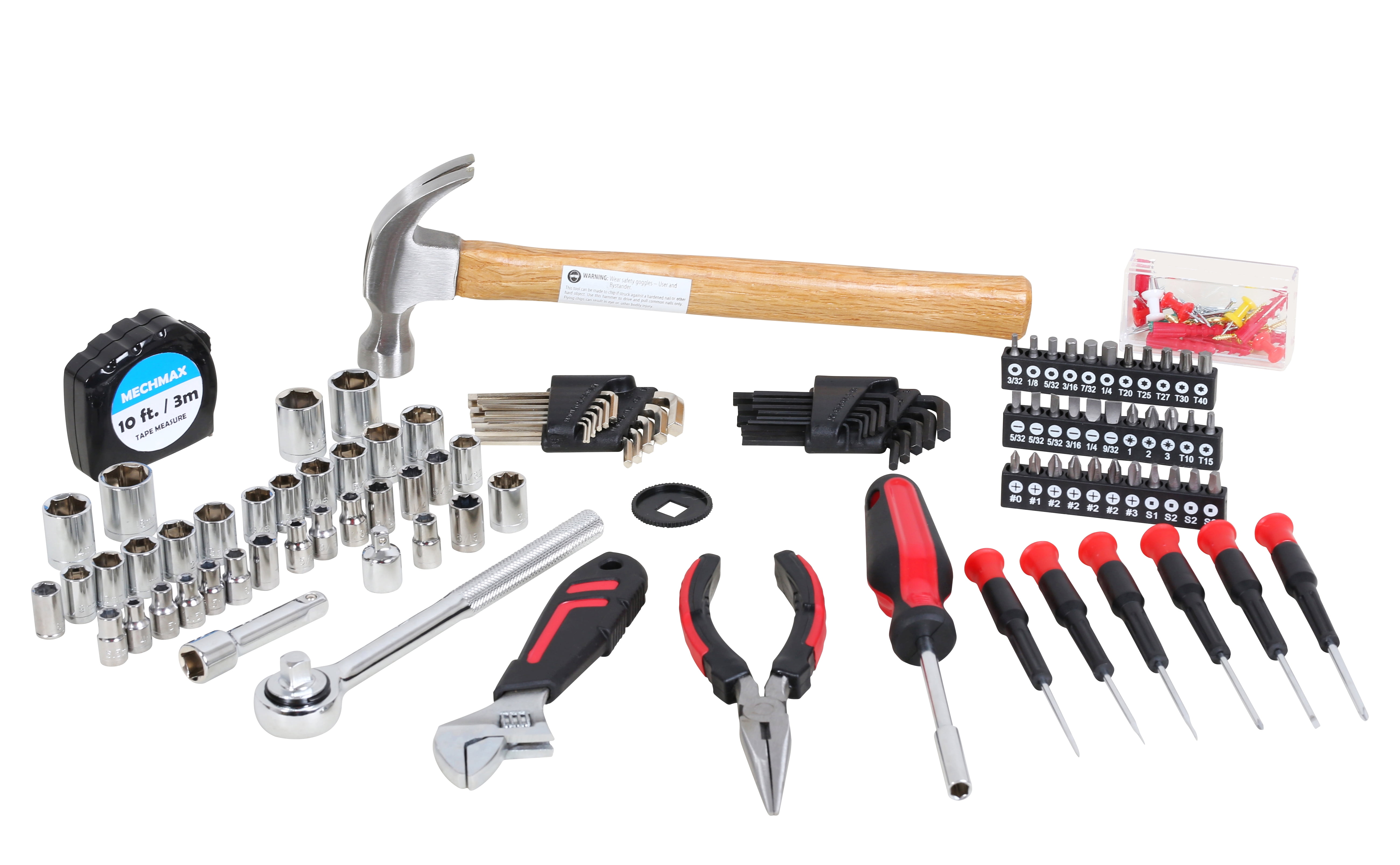 MECHMAX  MM8001 149-Piece Home and Auto Repair Tool Set, Complete Mechanics Hand Tool Kit with Hammer, Socket Wrench, Pliers and Case