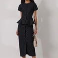 thumbnail image 2 of Women 2 Piece Skirt Sets Skirt Outfits Casual Matching Dress Set Black L, 2 of 9