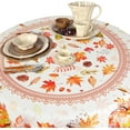 thumbnail image 5 of Fall Thanksgiving Tablecloth, Pumpkin Maple Leaf Fall Round Table Cloth 60 x 60 for Fall Decorations, Farmhouse Tablecloths for Home Autumn Harvest Festival Kitchen Dinner Party Table Decor, 5 of 6