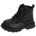 thumbnail image 2 of WAVSUF Girls Combat Boots Soft Sole Faux Leather Wide Width Fall Winter Chunky Boots Black 3 Little Kid, 2 of 6