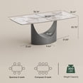 thumbnail image 6 of POVISON 79" Modern Dining Table for 6-8, Rectangular Gold Glossy Sintered Stone Dining Table, Marble-Look Tabletop with Dark Gray Carbon Steel Base, 6 of 10