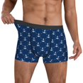 thumbnail image 3 of Men's Boxer Briefs, white anchor cool navyblue Soft Comfy Mens Underwear Boxer Briefs Breathable With Widen Waist, 3 of 7