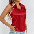 thumbnail image 6 of cfhntfmh Womens Silk Satin Sleeveless Button down Shirts Collared V Neck Tank Tops Business Casual Blouses for Work Office Summer Tees, 6 of 7