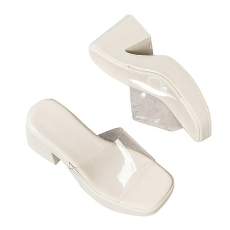 Winter Savings Holiday Deals 2024! Antqov Womens Sandals Wedge Sandals for Women Fashion Women Solid Casual Beach Summer Slippers Plus Size Slope and Heel Shoes White 6.5