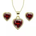thumbnail image 2 of Paris Jewelry 14k Yellow Gold Heart 1/2 Ct Created Garnet Full Set Necklace 18 inch Plated, 2 of 4