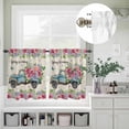 thumbnail image 5 of Kitchen Window Curtains Valance and Tier Set, Vintage Blue Car Spring Is Coming Rod Pocket Tier Curtain Valance Set, Country Rose Floral Art Light Filtering Cafe Curtains for Bedroom Living Room, 5 of 9