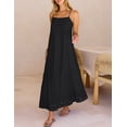 thumbnail image 5 of MEROKEETY Womens Summer Spaghetti Maxi Dress Sleeveless Floral Lace Eyelet Beach Sundress Black XL, 5 of 6