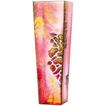 Victoria Bella 12" Decorative Vase, Abstract Bordeau Potal, European Glass with a Handmade Unique Pattern