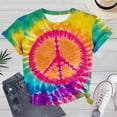thumbnail image 2 of IDOCLOTHES Womens Hippie T Shirts 60s 70s Tie Dye Hippie T-Shirts Peace Love Tshirts Vintage Graphic Tees for Women Going Out Tops Yellow, XXL, 2 of 5