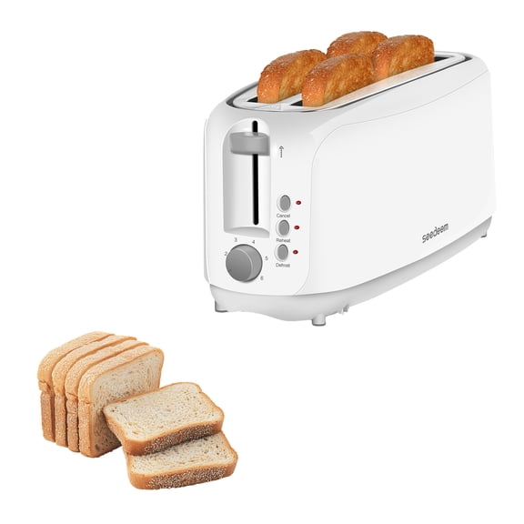 【Ultra-Slim Space-Saving】4-Slice Long Slot Toaster, Dual 10-Inch Slots, 6 Shade Settings with Cancel/Reheat/Defrost, Removable Crumb Tray, Easy to Store Vertically