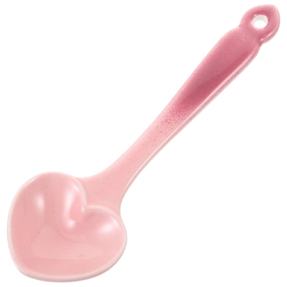 Topbathy Chic Pink Ceramic Dessert Spoon with Ergonomic Handle for Home Tableware and Creative Flatware