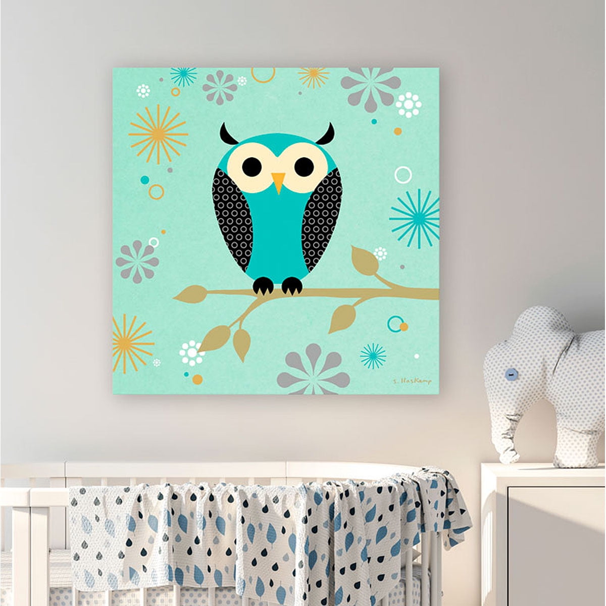 Oopsy Daisy Canvas Wall Art Blue Owl On A Branch 21x21 By Steve Haskamp Walmart Com Walmart Com