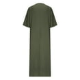 thumbnail image 5 of Summer Saving Wycnly Dresses for Women Beach Casual Loose Comfy Cotton Linen Long Sundress 3/4 Sleeve V-Neck Solid Summer Maxi Formal Dress Army Green m, 5 of 6