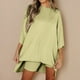 thumbnail image 4 of Camiseta básica para mujer pantalones cortos cintura elástica camiseta de gran tamaño pantalones cortos atuendo diario FLhrweasw Nuevo, 4 of 7