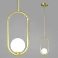 thumbnail image 6 of LMQNINE Modern Gold Globe Pendant Light,Adjustable Mid Century Chandelier for Kitchen Island,Dining Room,White Glass Shades (1-Light,1 Pack), 6 of 8