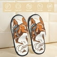 thumbnail image 2 of Balery Cowboy Riding Horse Pantuflas de Casa de Felpa Silenciosas con Diseño Estampado, Zapatillas Cómodas Antideslizantes de Algodón para Interior-Large, 2 of 8