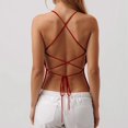 thumbnail image 4 of DHFJKG Women's Glitter Camisoles Top Sequin Embroidery Criss Cross Lace Up Sexy Sleeveless Shirts Party Club Going Out V Neck Versatile Tops, 4 of 5