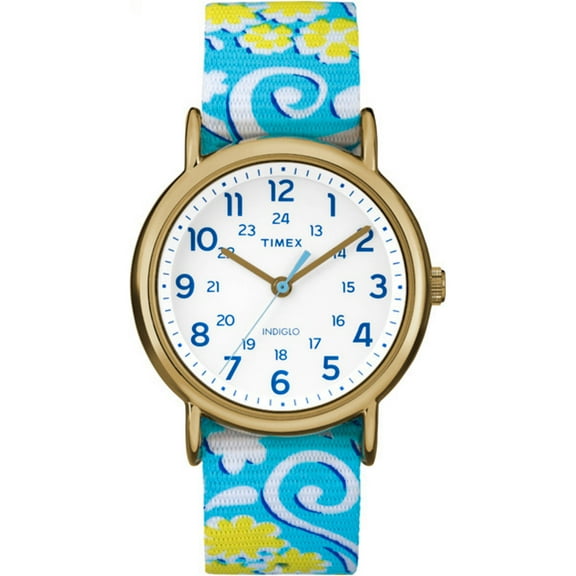 Women's Weekender Watch, White Swirl Nylon Slip-Thru Strap