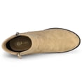 thumbnail image 6 of BLISSFUL STEP Women's Shoes Round Toe Stacked Block Heel Zipper Ankle Boots Tan 9.5, 6 of 8